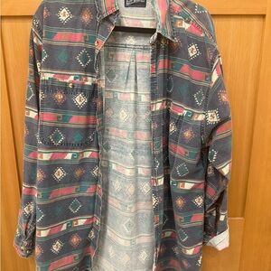 Vintage Patterned Button-Up Shirt